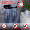 Two bottles of water are shown with a double-sided tape rack and a cleaning wipe, highlighting waterproof, non-punching, and 
