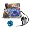 A box and a black spinning top toy of the 4D Metal Fusion Battle Set with Launcher.