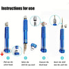 Instructions for use showing steps to pull out and insert a drill bit into a screwdriver set