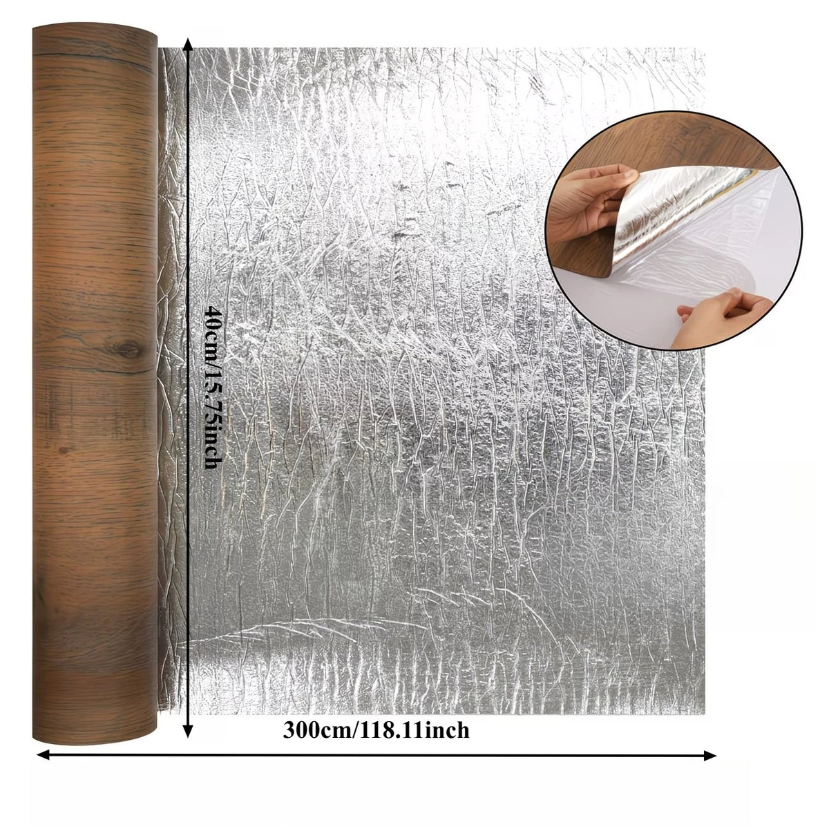 Roll of wood grain waterproof self-adhesive floor stickers showing the texture and size.