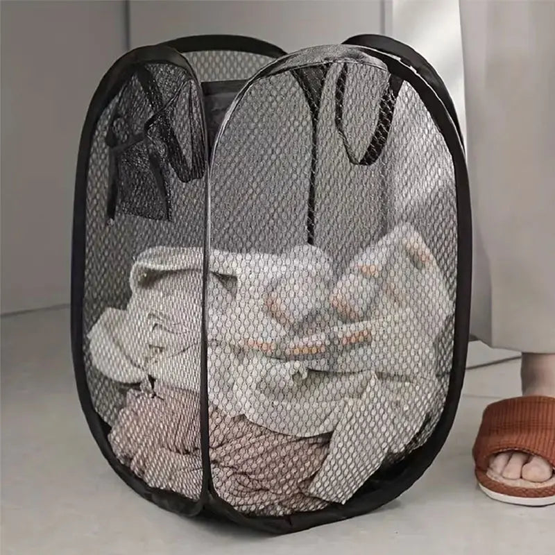 Foldable Mesh Laundry Basket with Pop-Up Design