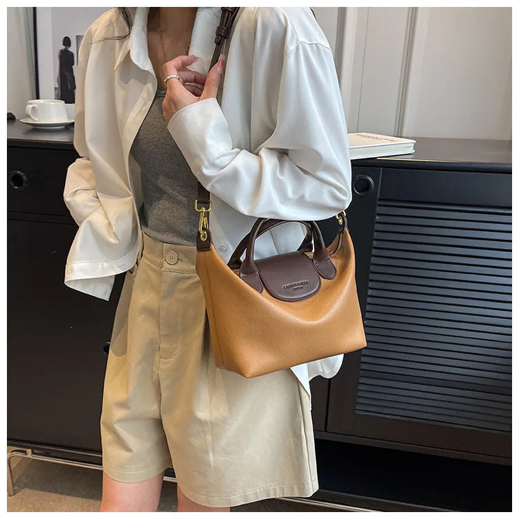 Vintage PU Leather Crossbody Bucket Bag
