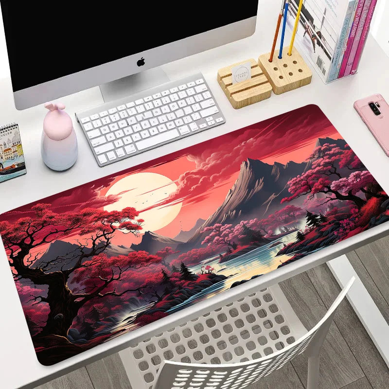 Large Non-Slip Mouse Pad with Night Moonlight Design