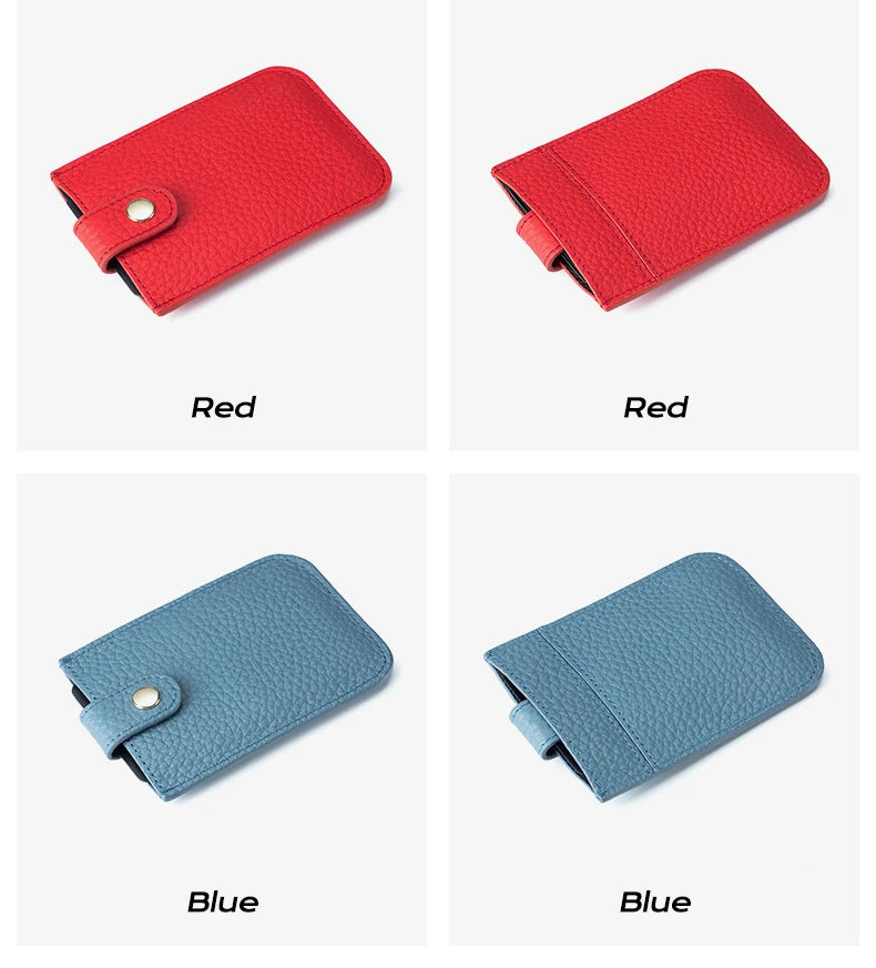 Slim Leather Card Holder with Quick-Access Pull Tab