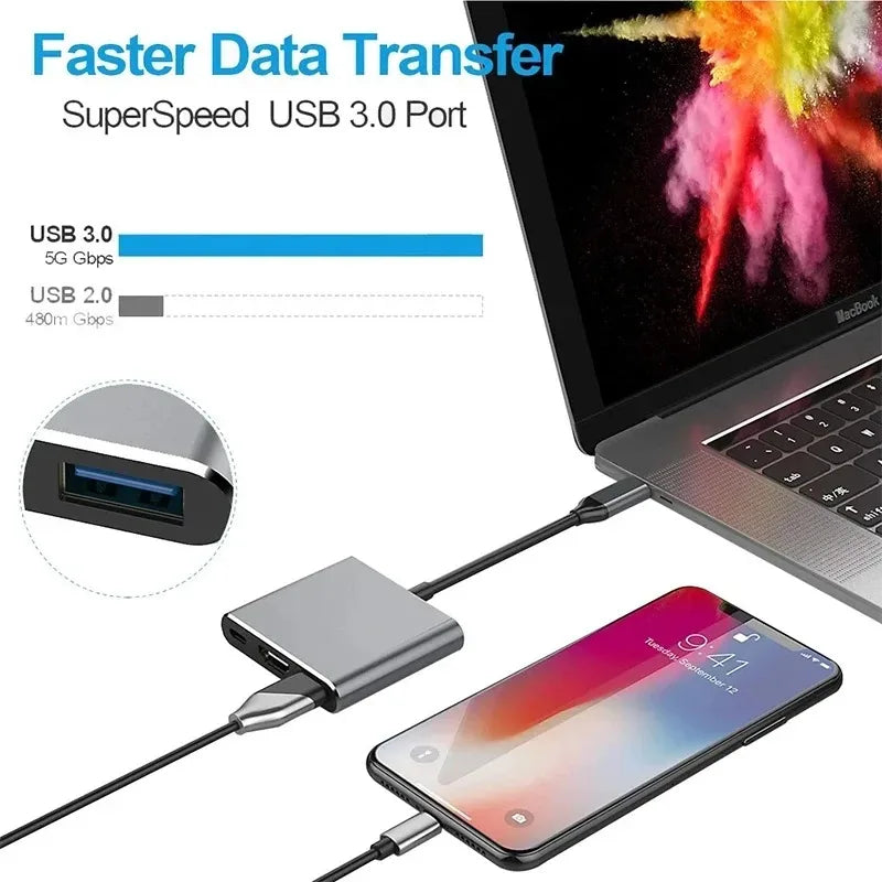 USB-C 3-Port Hub with HDMI and PD Fast Charging