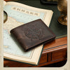 Men's Leather Wallet with Compass Pattern and RFID Protection