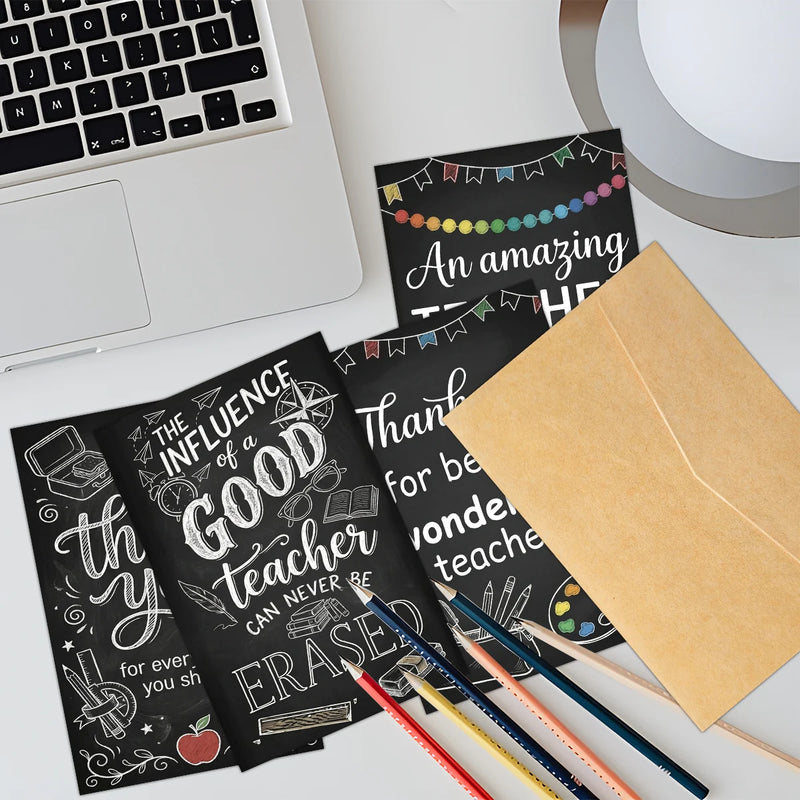 Tarjetas de Felicitación para Maestros con Estilo Pizarrón (Set de 6)