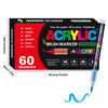 A set of 60 acrylic brush marker pens in various colors packaged in a black box.