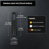 Stainless steel mini pill capsule with a round bottom, showing dimensions and capacity details.