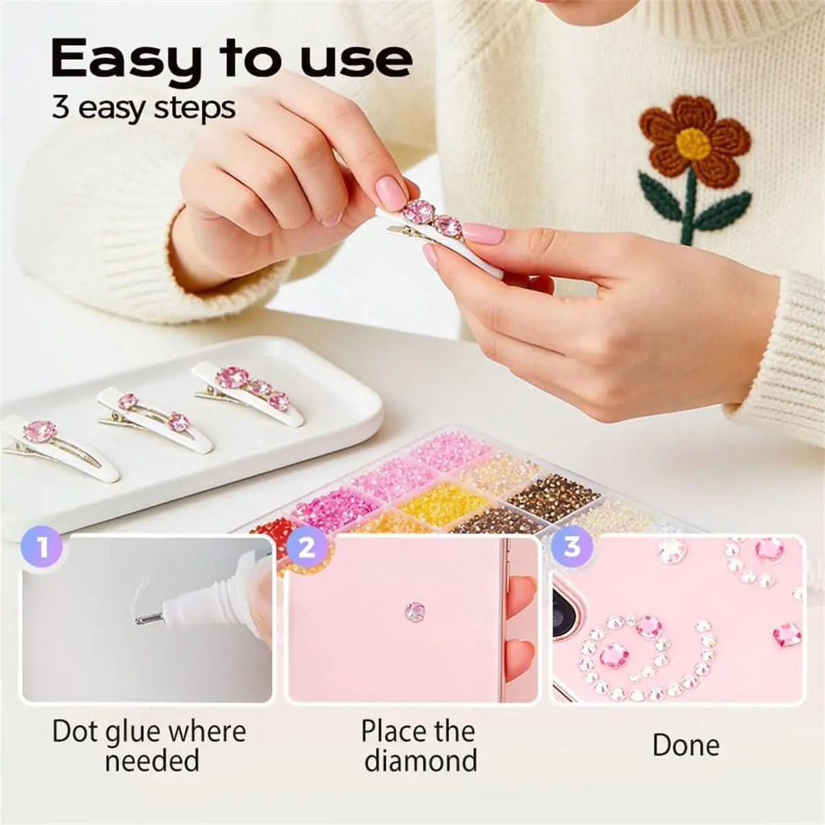طقم DIY لتزيين الأحجار الكريمة بالراتنج