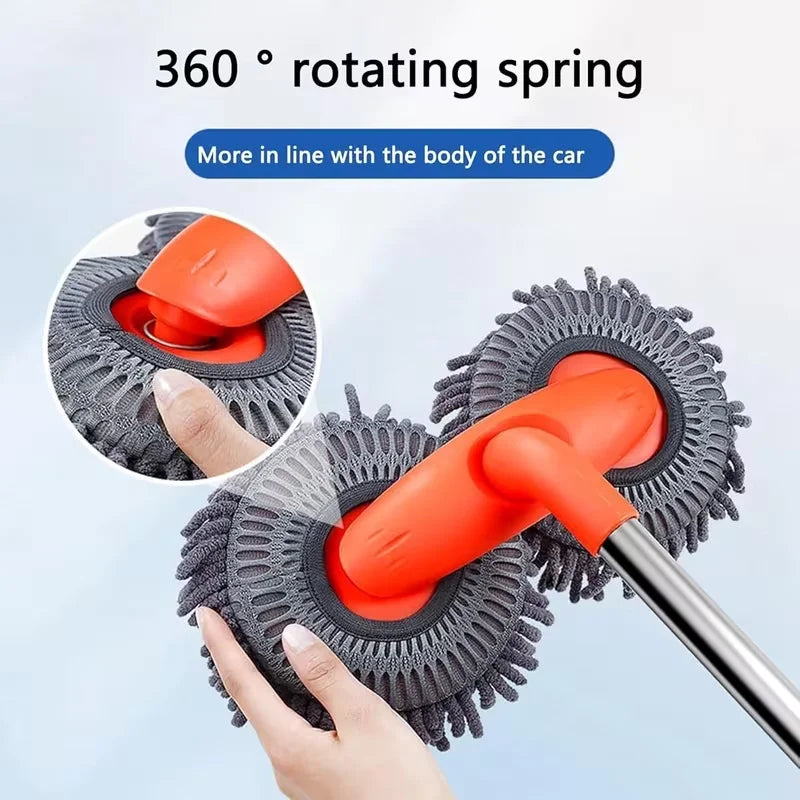 360° Rotating Car Wash Mop with Long Handle & Scratch-Free Microfiber Head