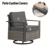A patio cushion cover set for a grey outdoor chair, showing the cover on the seat and the cushion itself.