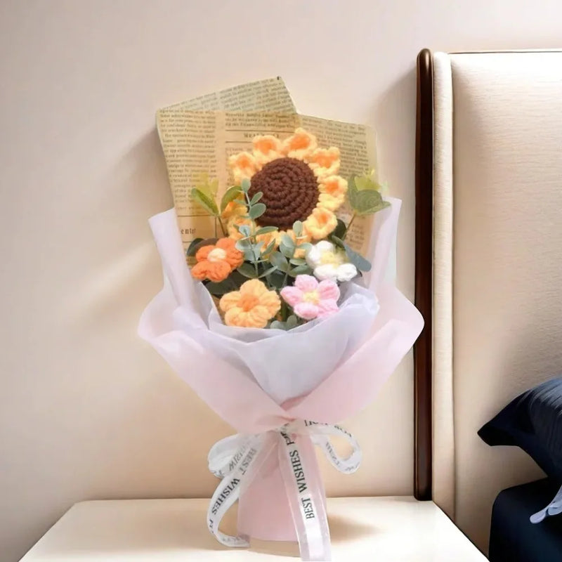 Handmade Crochet Sunflower & Daisy Bouquet