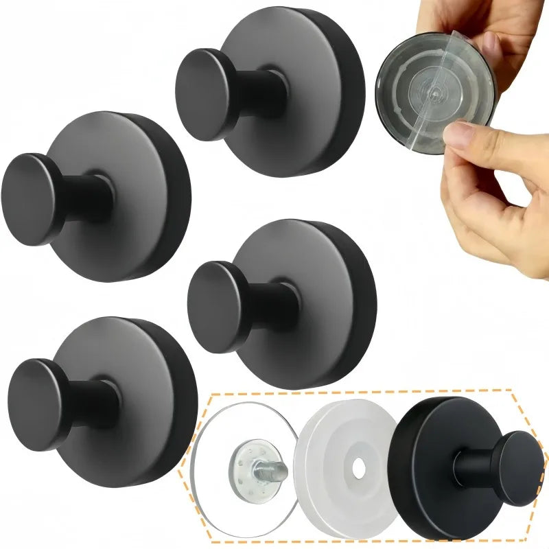 Stainless Steel Suction Cup Hooks - No-Drill Towel Holder