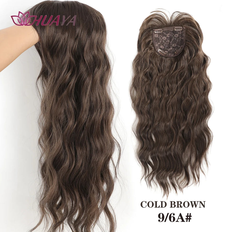 Long Wavy Hair Topper with Clips
