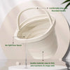 White collapsible bucket with a rounded handle and no-spill pour spout, made of quality material.