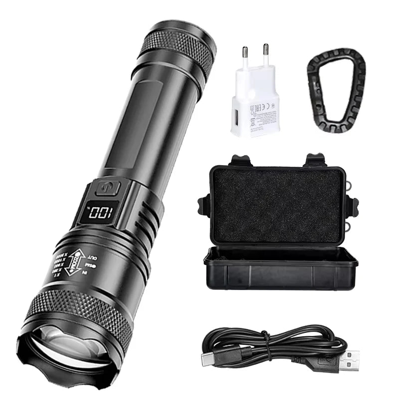 Rechargeable LED Flashlight with Digital Display