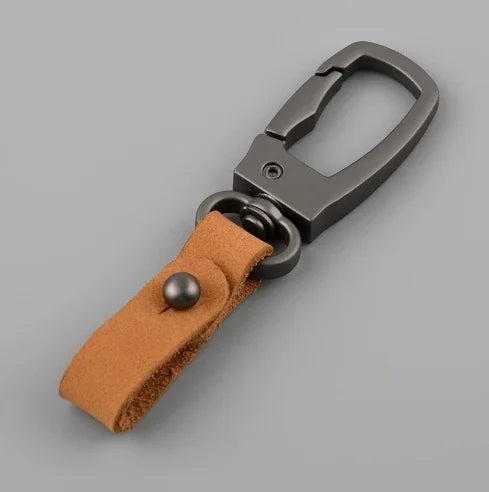 Handcrafted Leather Keychain with Zinc Alloy Ring