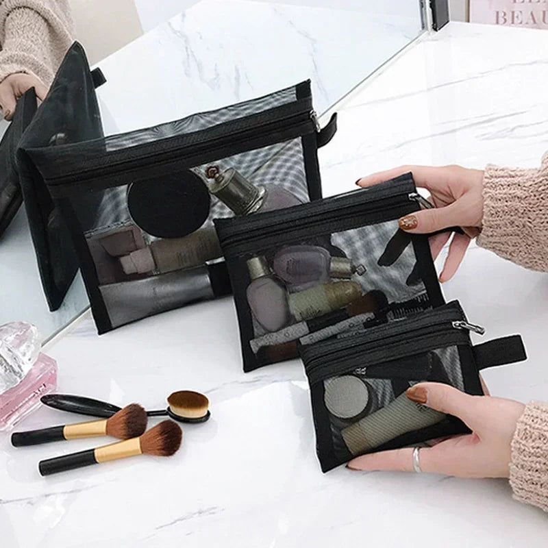 Breathable Mesh Makeup Bag Organizer - Multi-Purpose Travel Toiletry Pouch