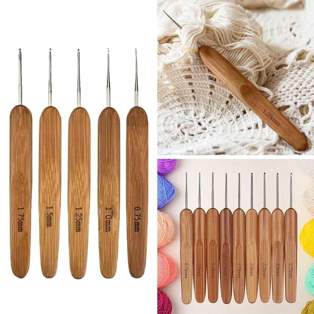 Bamboo Handle Crochet Hook Set with Ergonomic Grip
