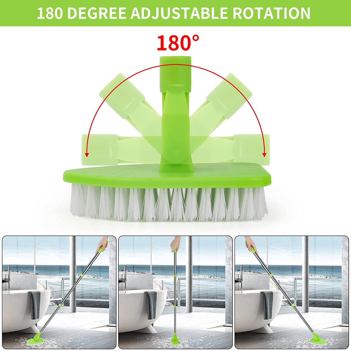 Adjustable Telescopic Cleaning Brush with Interchangeable Heads