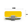Yellow anti-glare car sun visor extender with night shield shown flat and extended