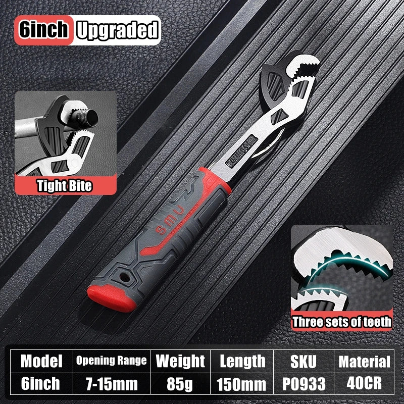 Self-Locking Pipe Wrench with Adjustable CR-V Steel Jaws