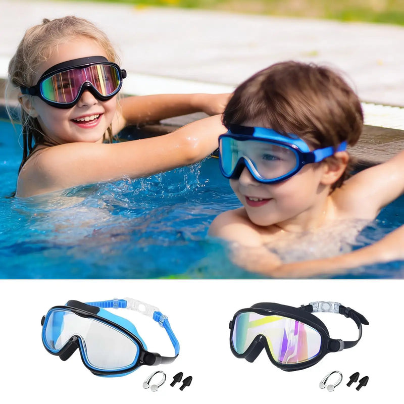 Kids Anti-Fog Swim Goggles with Nose Clip & Earplugs
