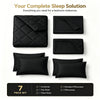 Komplettes Schlafanzug-Set in Schwarz, bestehend aus Decke, Bettlaken und Kissenbezügen.