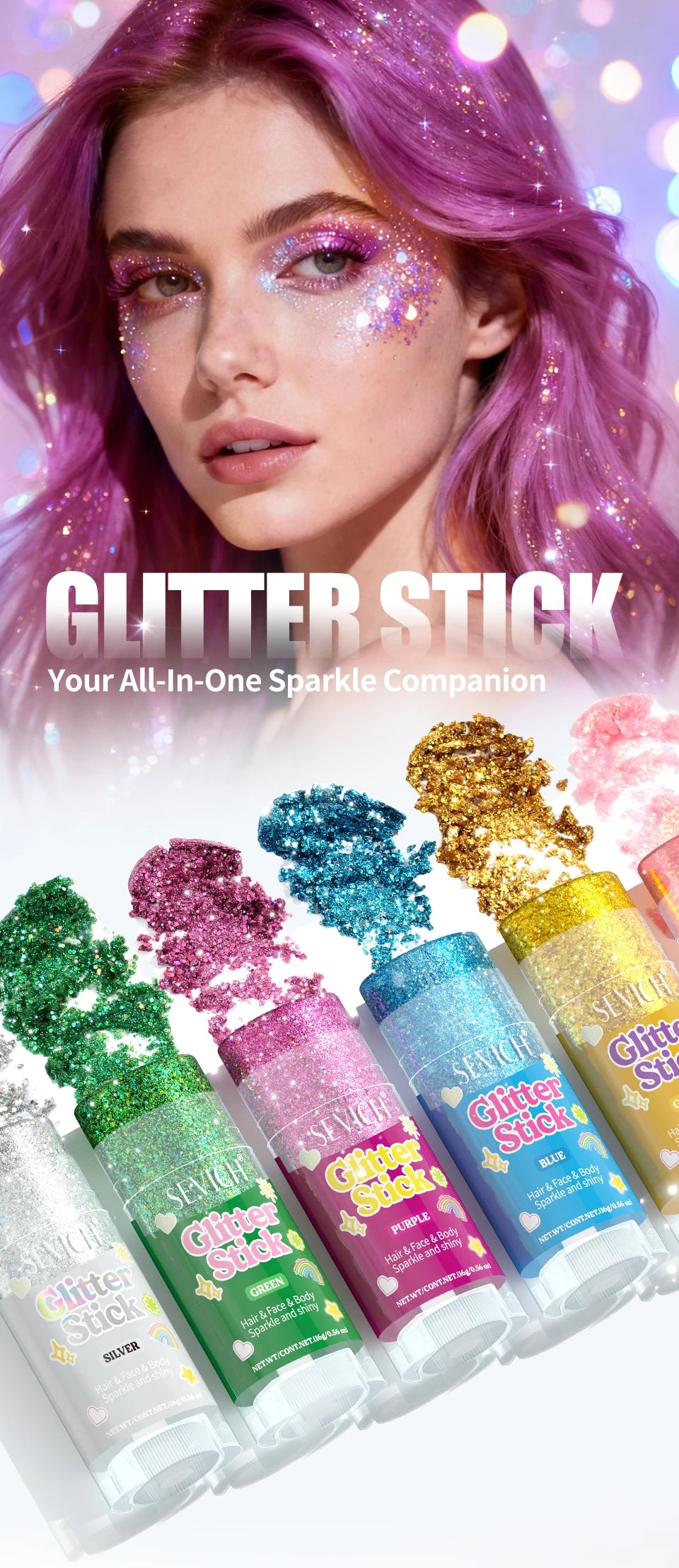 Mermaid Glitter Gel Stick for Face, Hair & Body