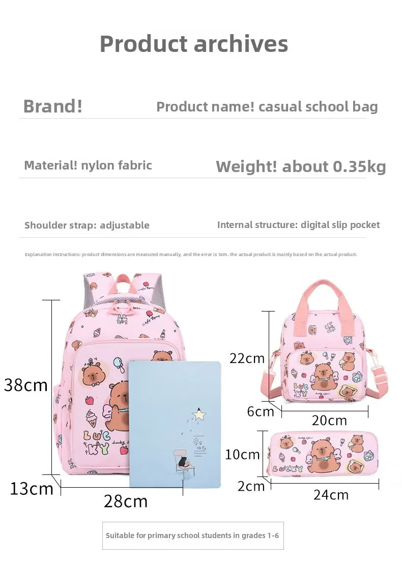 Capybara Cartoon Backpack Set for Kids