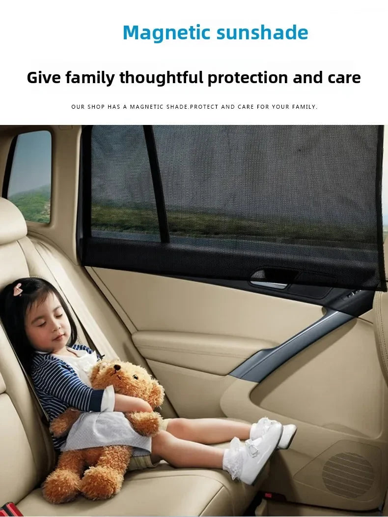 Magnetic Mesh Car Window Sunshade Set – UV Protection & Privacy