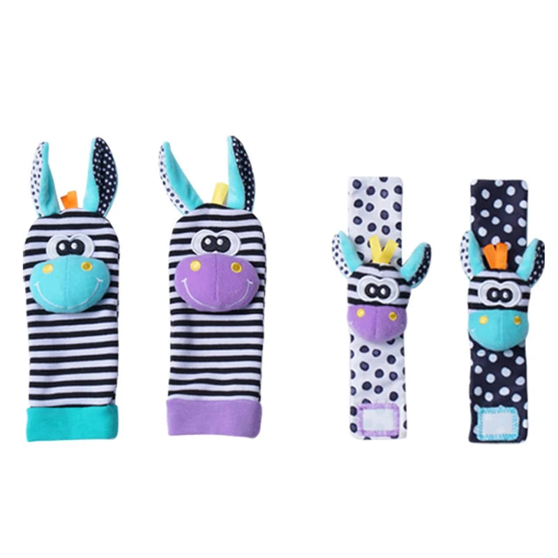 Soft Plush Baby Rattle Wrist and Foot Socks Set for Newborns