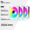 Nahaufnahme eines Prism 6Pro Flüssigkeitskühlers mit mehreren RGB-Lichteffekten und einer dreiseitigen Infinity-Spiegeloberfl
