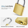 A gold alloy lock body with a silver hardened steel shackle and cylinder.