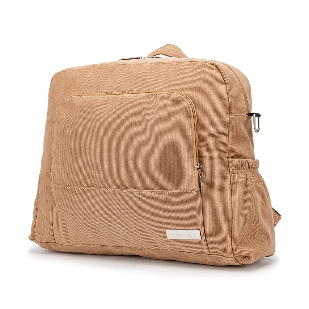 Soft Corduroy Diaper Backpack with Large Capacity