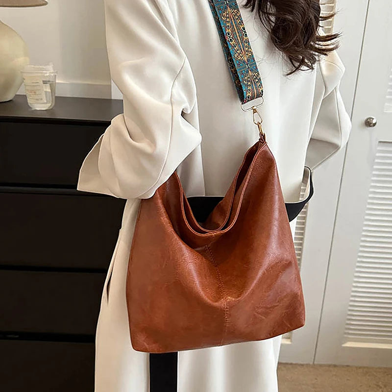 PU Leather Vintage Bucket Sling Bag