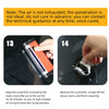 Step 13 shows a hand applying a film to a crack, and step 14 shows removing the cured film from the repaired area.