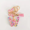 Pink Glitter Butterfly Keychain with Tassel