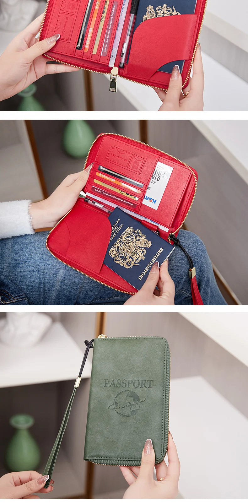 RFID-Blocking Travel Passport Holder with Card Slots