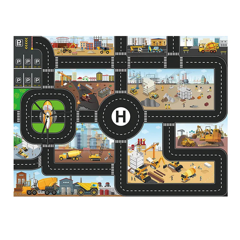 Set de 10 Vehículos de Construcción con Camión Almacenador