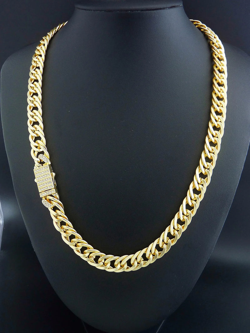 Gold-Plated Cuban Chain Jewelry Set