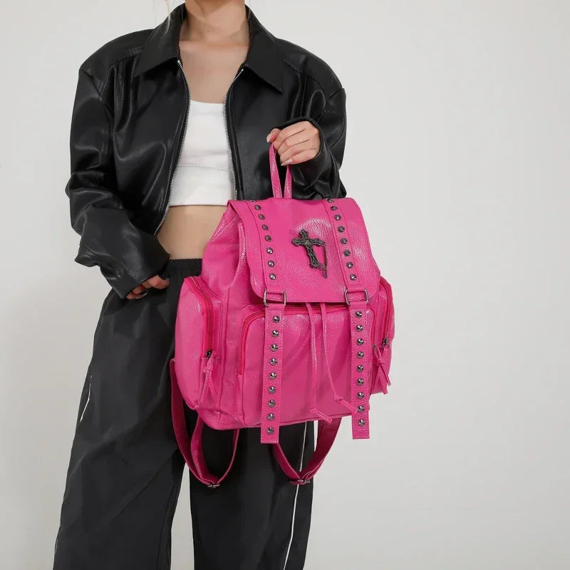 Gothic PU Leather Backpack with Rivet Accents