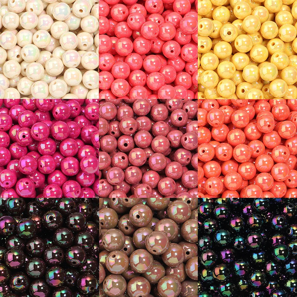 AB Color Acrylic Round Beads for Jewelry Making