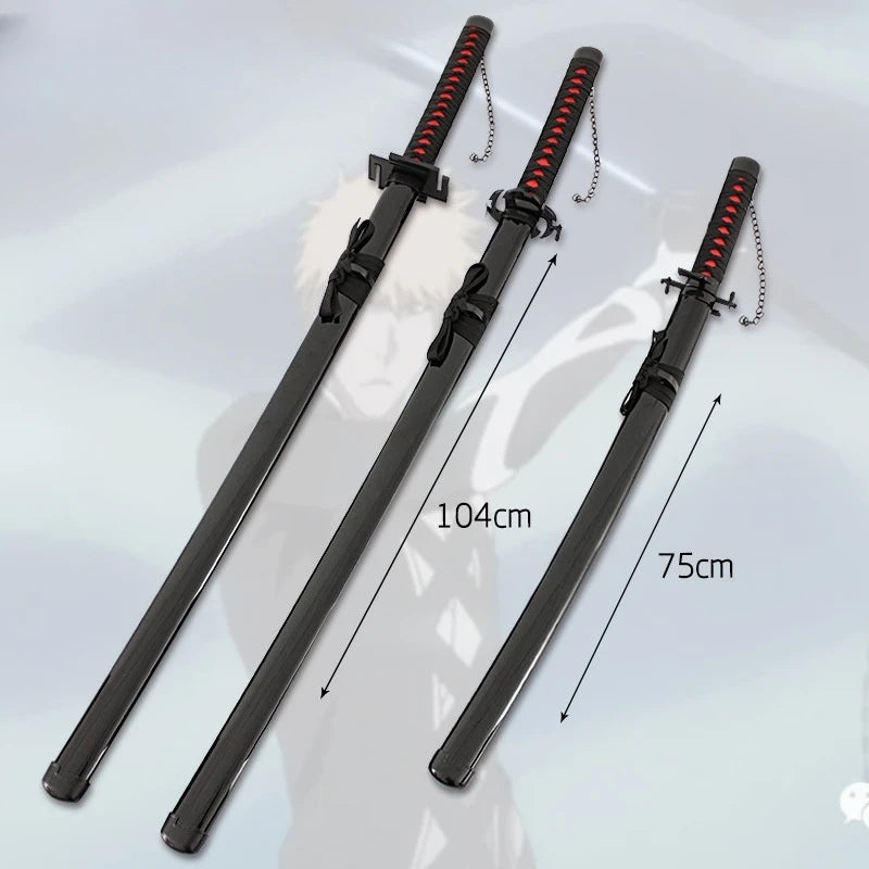 A replica wooden katana sword of 104 cm, resembling Ichigo Kurosaki from Bleach, shown against a light gray background.