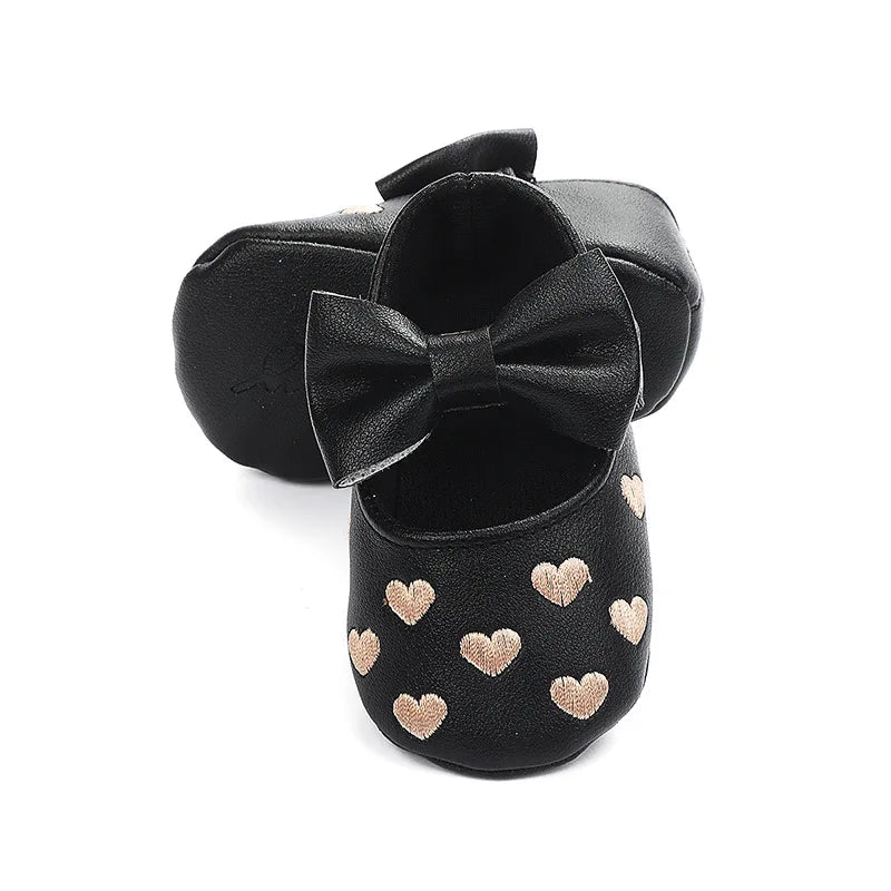 Classic Bow Baby Girl First Walker Shoes with Anti-Slip Sole
