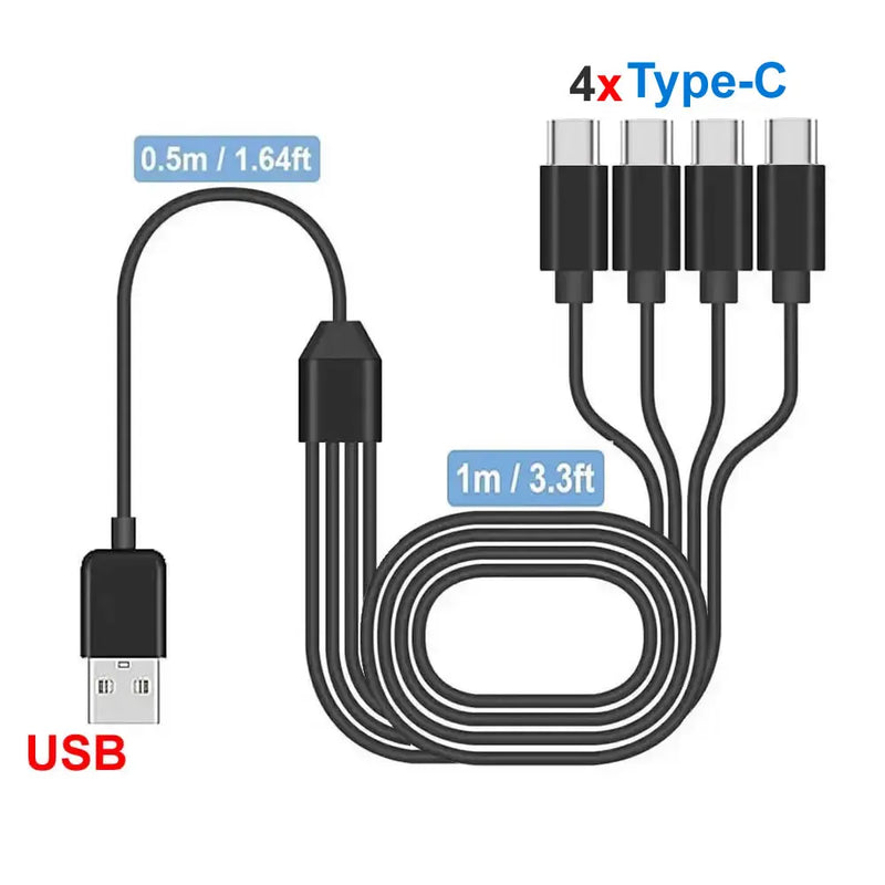 4-Port USB-C Charging Hub (USB-A Powered, 1.5 m Cable)