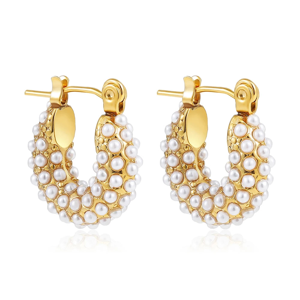 Geometric Gold Plated Huggie Hoop Earrings