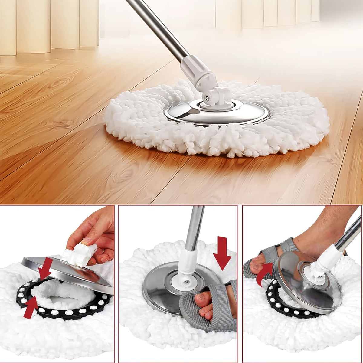 Microfiber Replacement Mop Heads for Spin Mop (Set of 4/8)