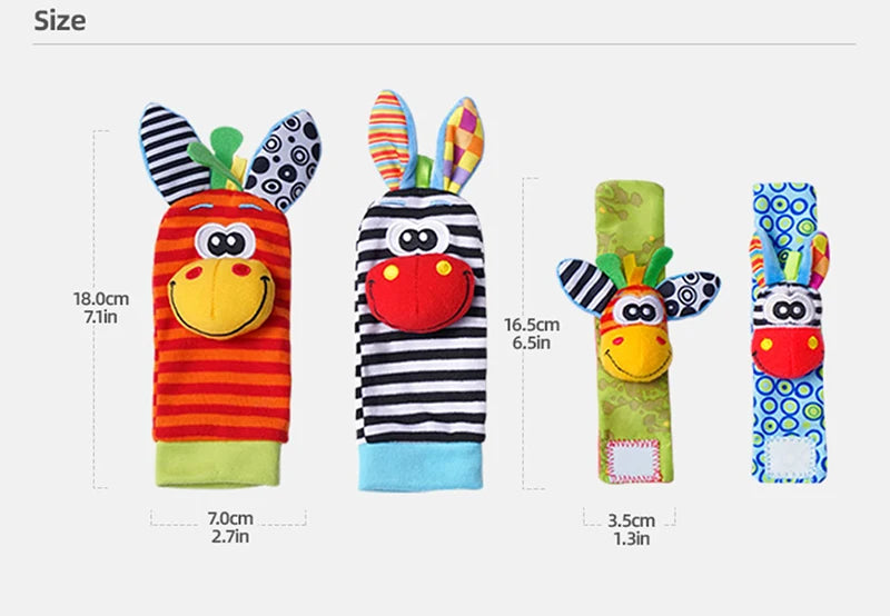 Soft Plush Baby Rattle Wrist and Foot Socks Set for Newborns